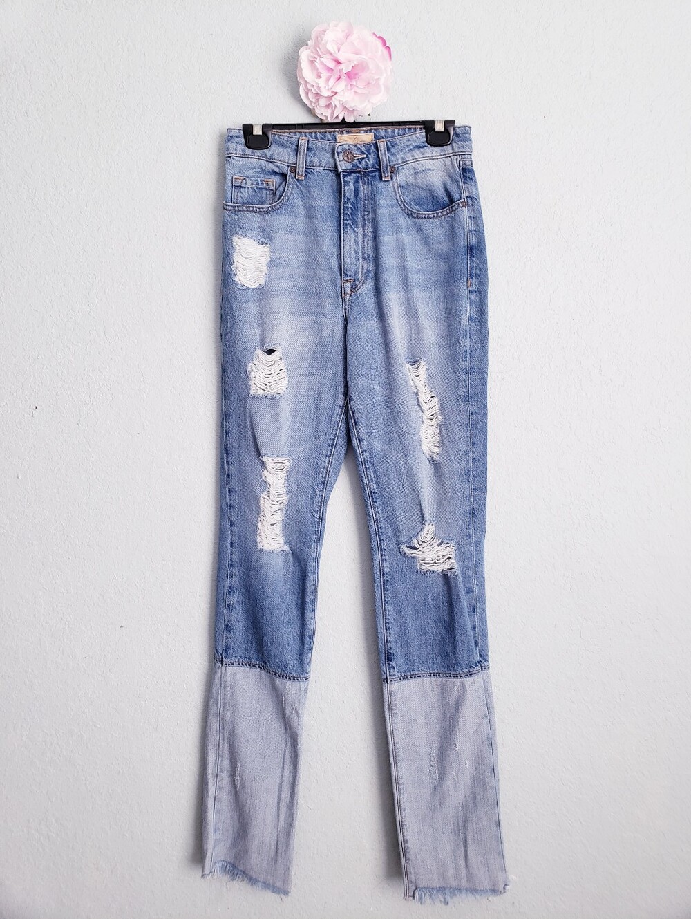 Tribe Kelley Going Coastal Distressed North Shore Two Tone Highrise Jeans